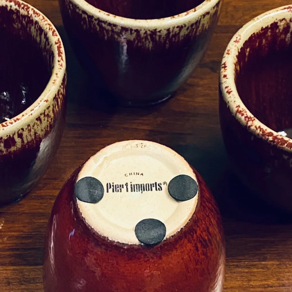 🌟HP🌟Pier 1 Red Stoneware Tea Pot Cups